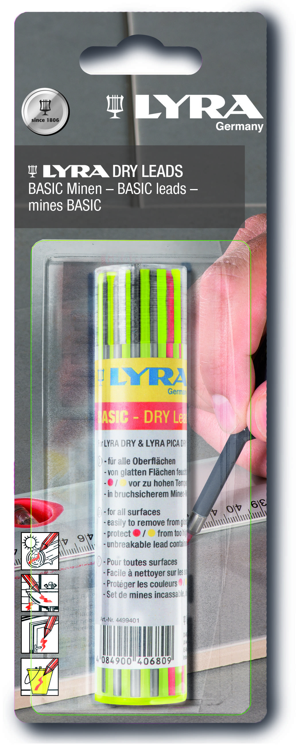 PICARD 12 x Ersatzminen Set für Dry Tieflochmarker Graphit Nr. 71665