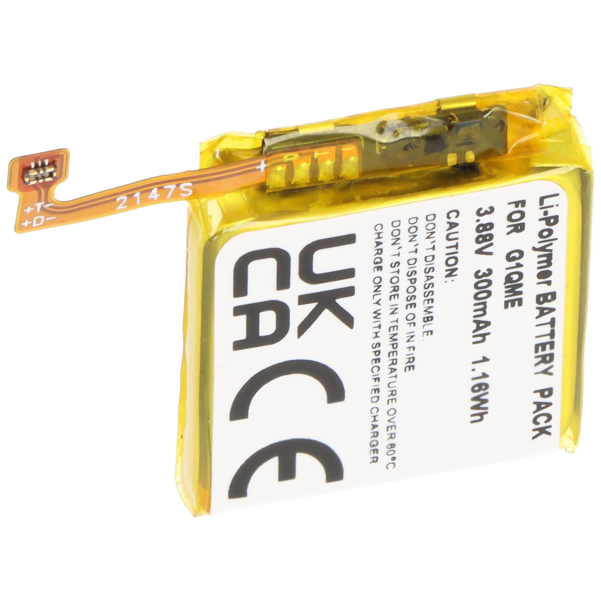 Akku passend für Google Pixel Watch 3, Li-Polymer, 3,88V, 300mAh, 1,16Wh, ohne Werkzeug