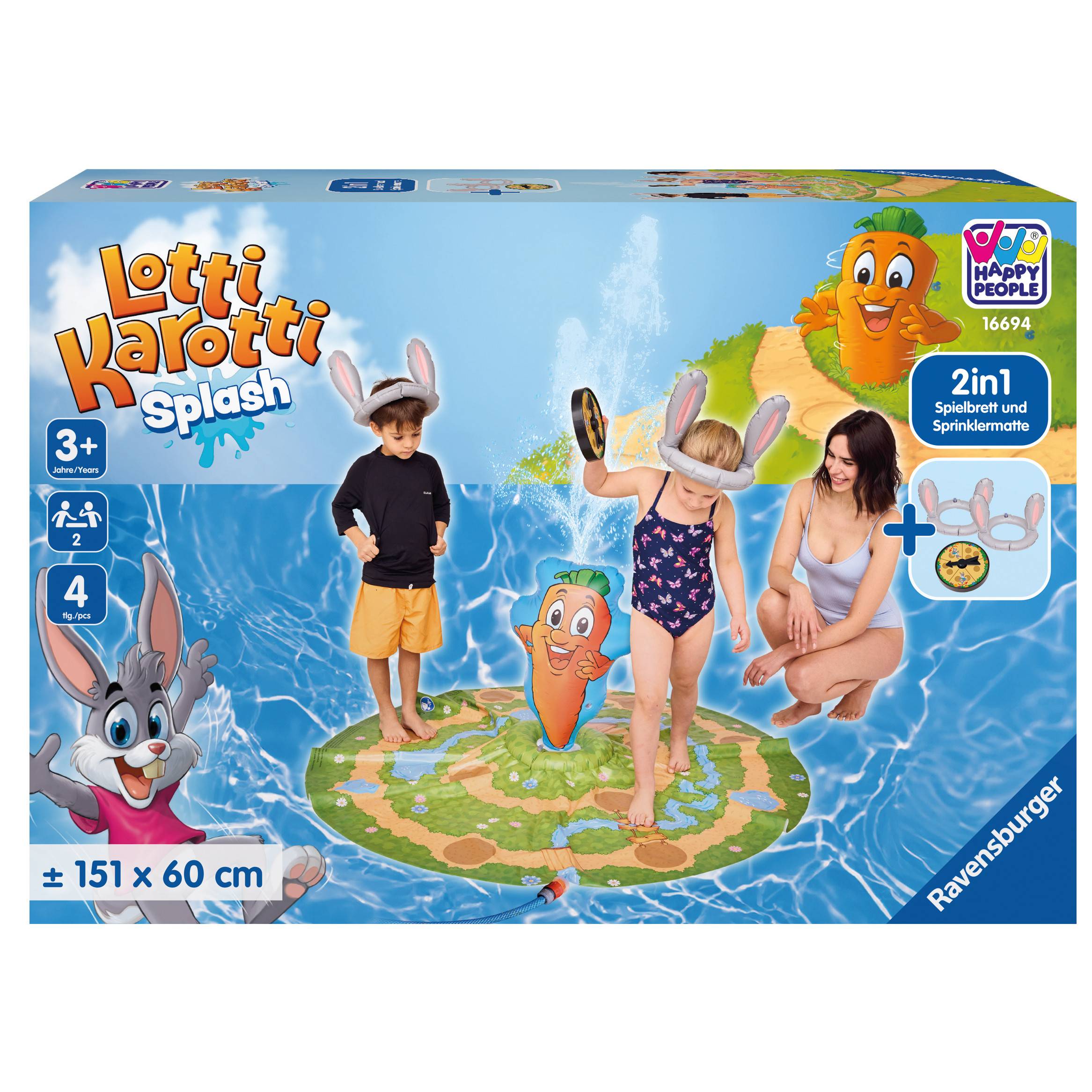 Happy People 16694 - Lotti Karotti Sprinklermatte - Das erfrischende Hasenrennen (151x60cm)