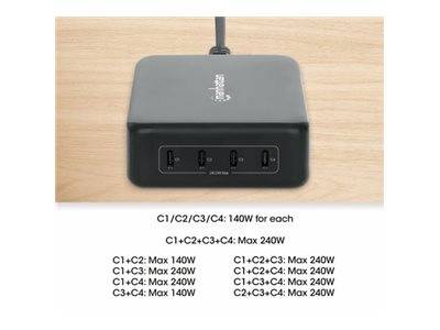 MH 4-Port GaN USB PD-Ladestation 240 W Notebook, PC & Tablet Optionen & Zubehör Notebook Netzteile