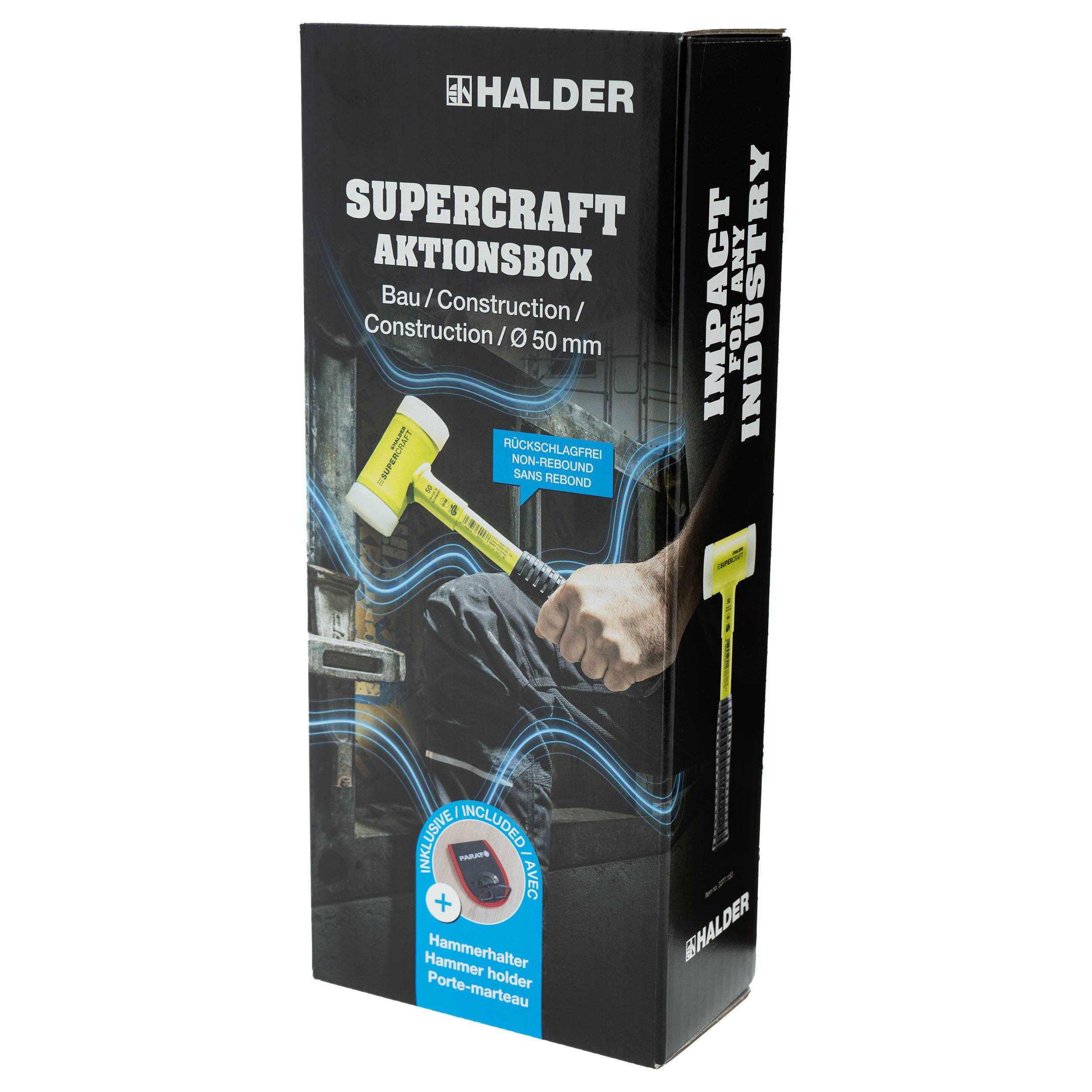 HALDER SUPERCRAFT Aktionsbox Bau Schonhammer Ø 50 mm + PARAT Hammerhalter