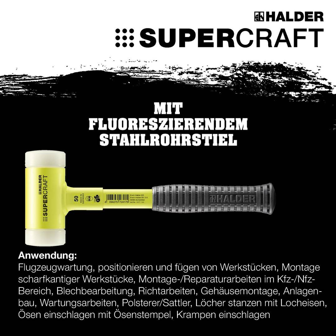 HALDER SUPERCRAFT Aktionsbox Bau Schonhammer Ø 50 mm + PARAT Hammerhalter