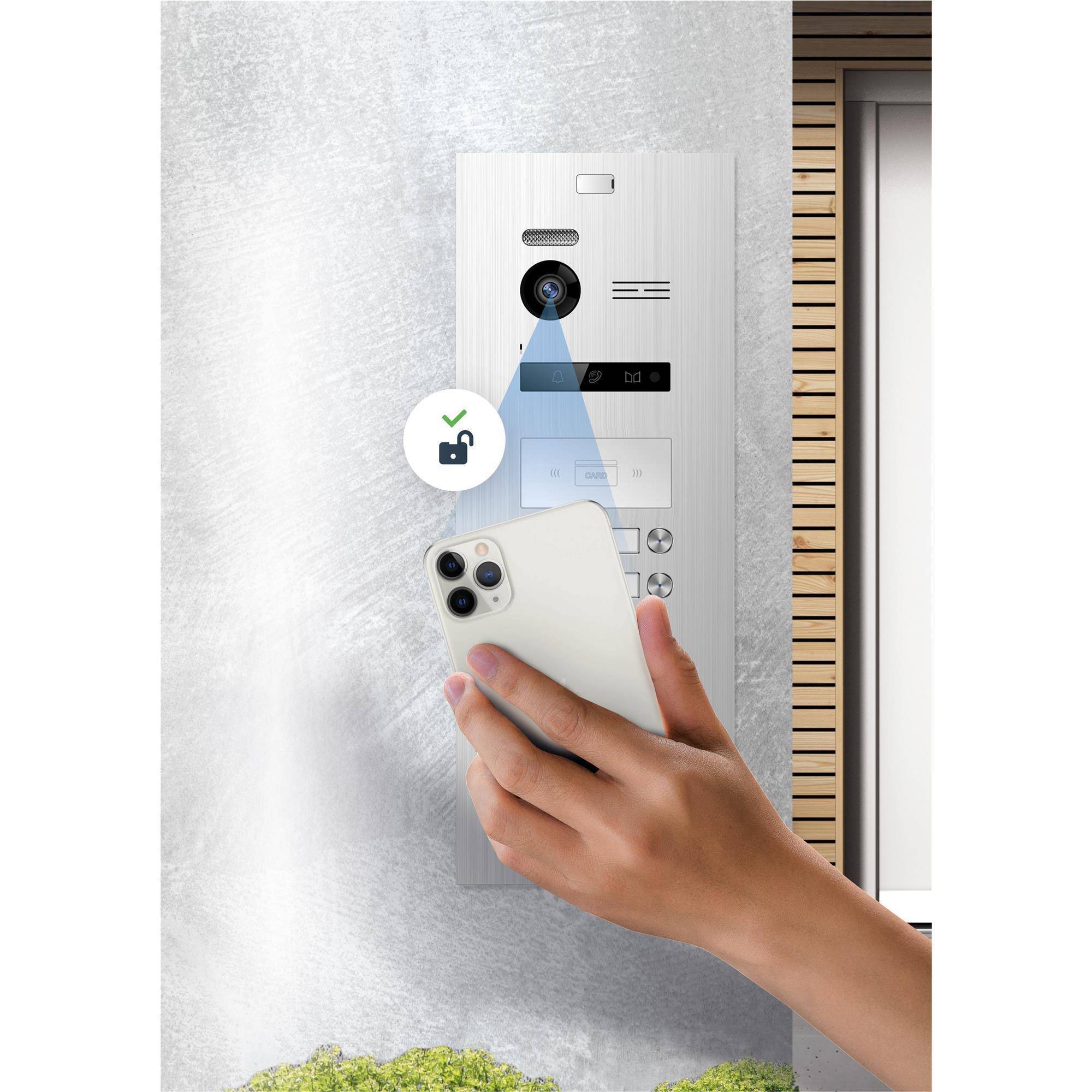 BALTER EVO-HD Video Türsprechanlage 2-Draht Komplett-Set 1-Familie WLAN 3 Monitore mit Smartphone App Schwarz - Weiß