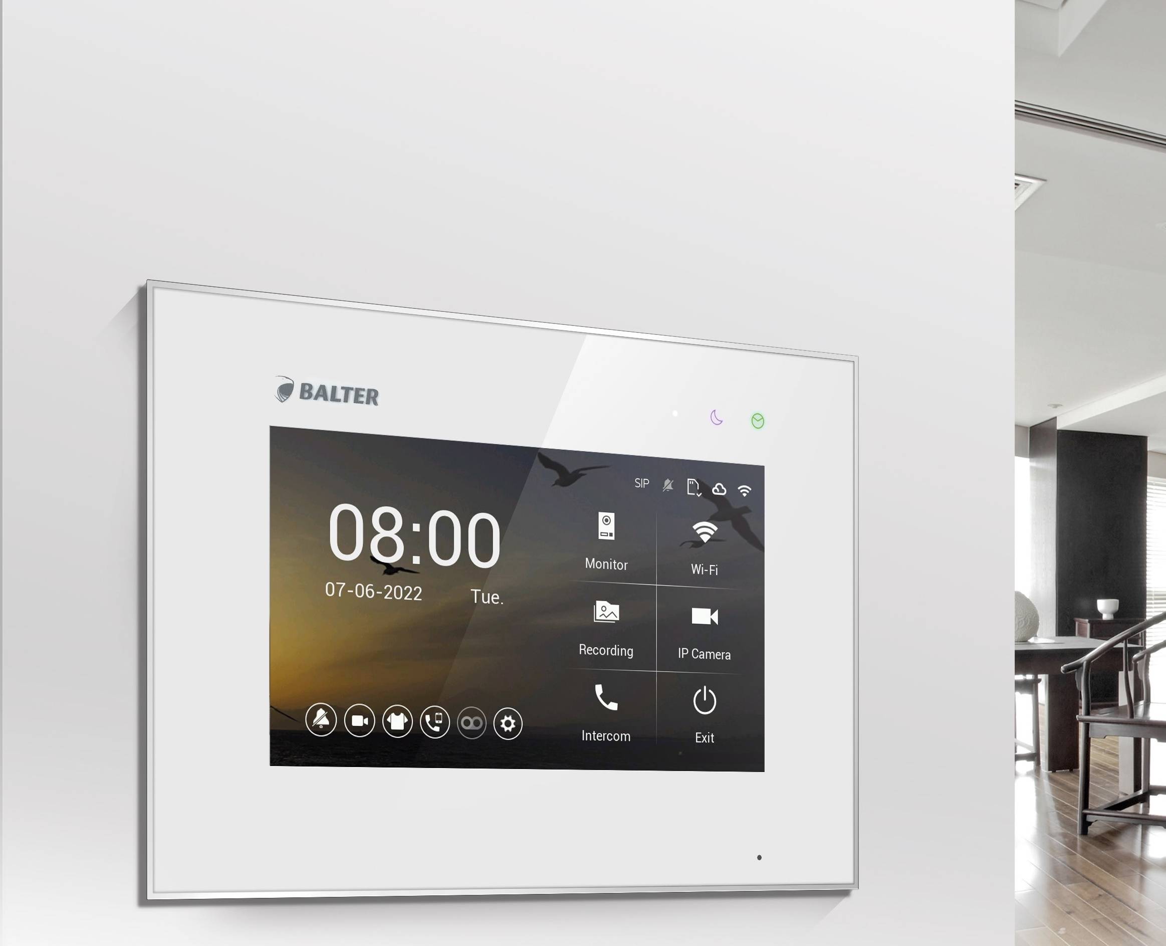 BALTER EVO-HD Video Sprechanlage 2-Draht Komplett-Set 1-Familie WLAN 2 Monitore mit Smartphone App Karbon-Silver - Schwarz