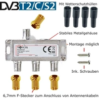 3-Fach Sat Splitter Antennenverteiler TV F-Stecker Adapter SAT-Adapter SAT-Verteiler Wetterschutz DC-Durchlass 3-Fach Sat Splitter Antennenverteiler TV F-Stecker Adapter SAT-Adapter SAT-Verteiler Wetterschutz DC-Durchlass