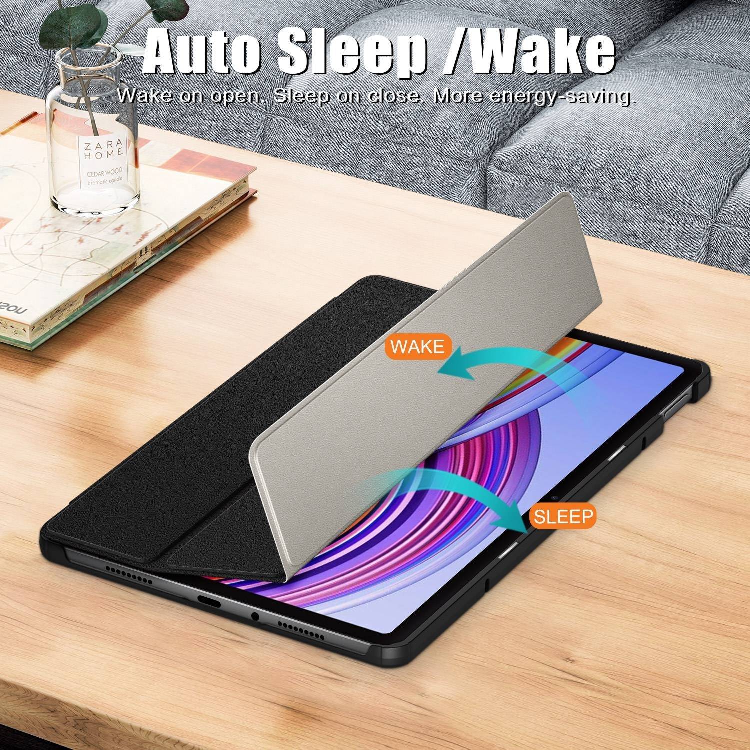 Für Xiaomi Redmi Pad Pro 12.1 Zoll 3folt Wake UP Smart Cover Tablet Tasche Hülle Case Rot