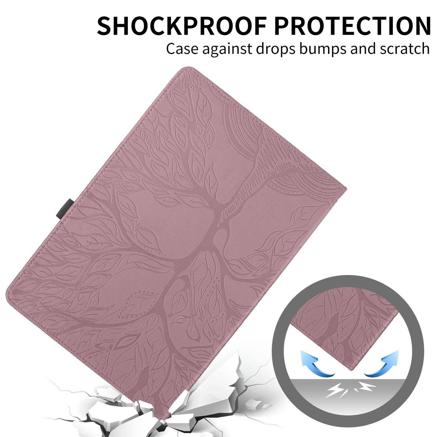 Für Honor Pad X8a 11 Zoll 360 Grad Rotation Baum Muster Kunstleder Hülle Tasche Pink