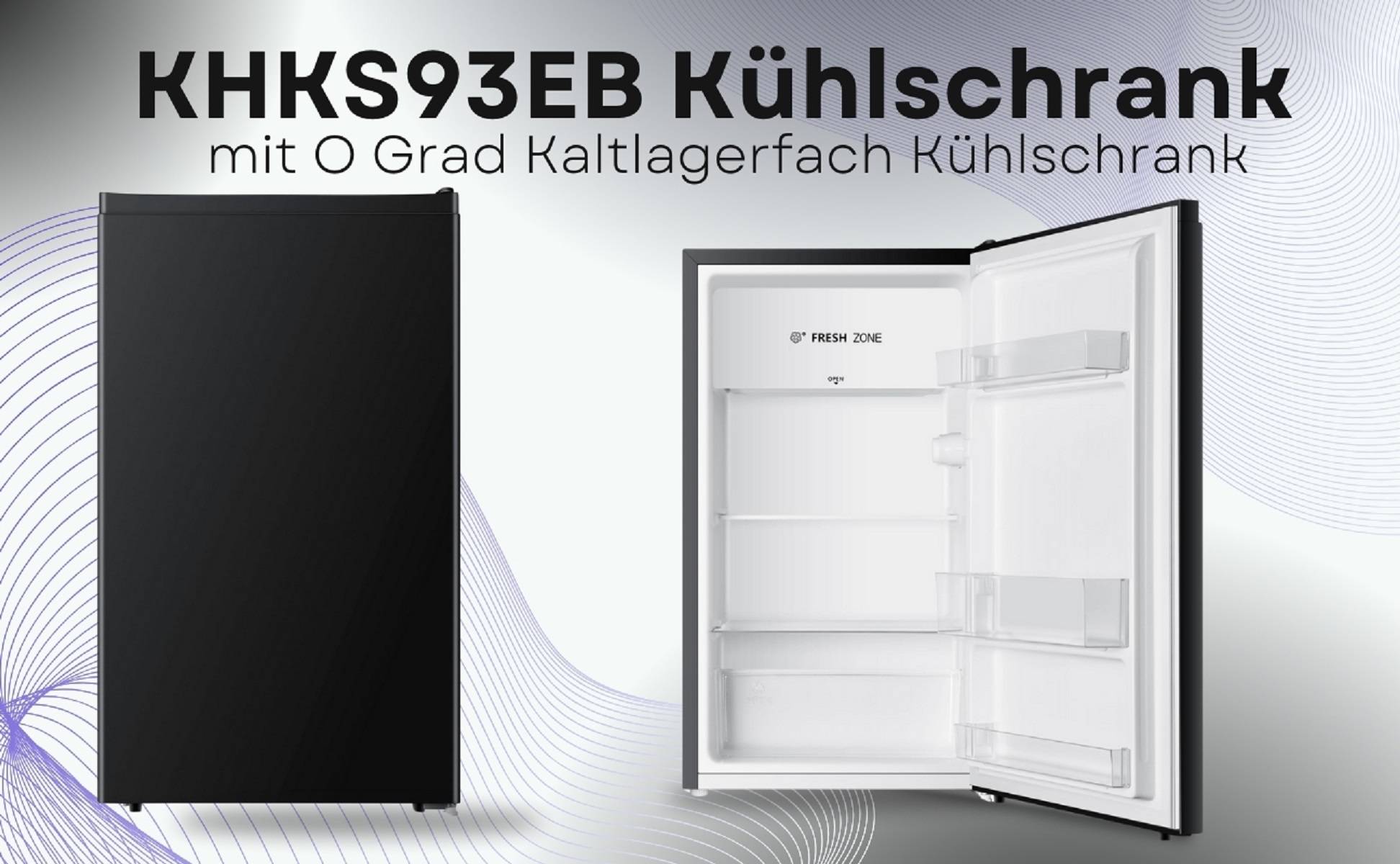 PKM Kühlschrank KHKS93EB - schwarz, 94L, Freistehend, mit Kaltlagerfach, 84 cm