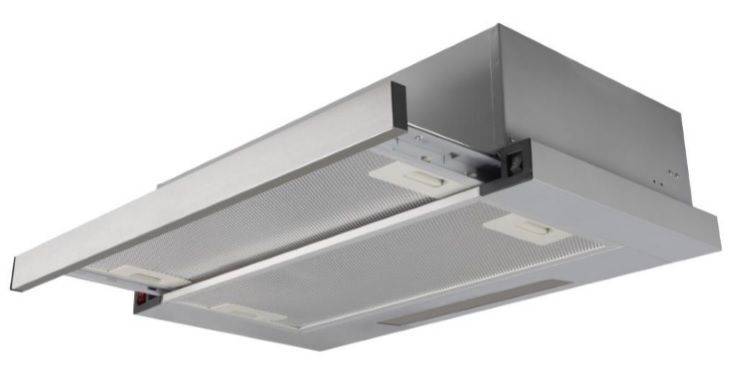 PKM Flachschirmhaube UBH6002-2H - 60cm, silber, Edelstahlblende, ausziehbar