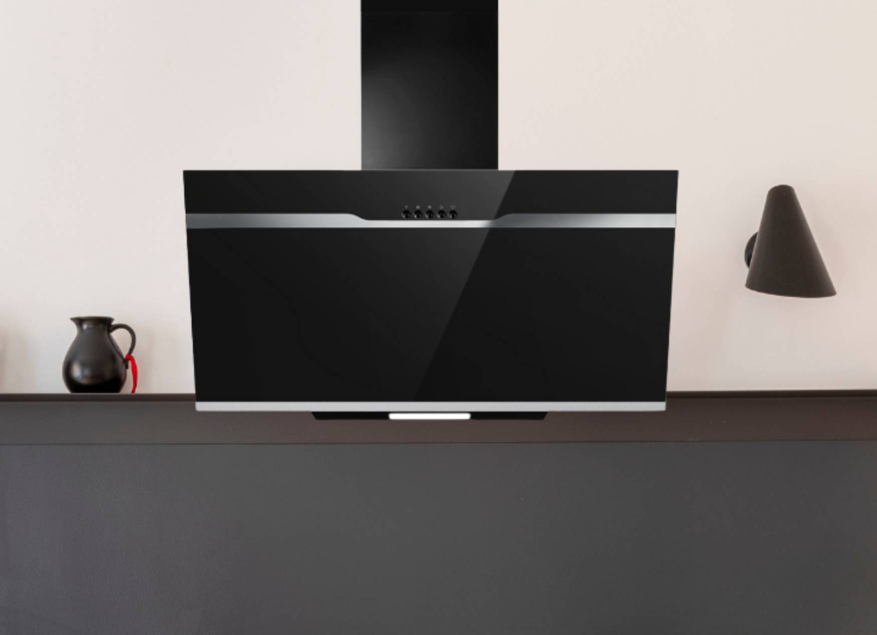 PKM Kopffreihaube DSH60-BL 60cm Glas schwarz Dunstabzugshaube Umluft Abluft LED