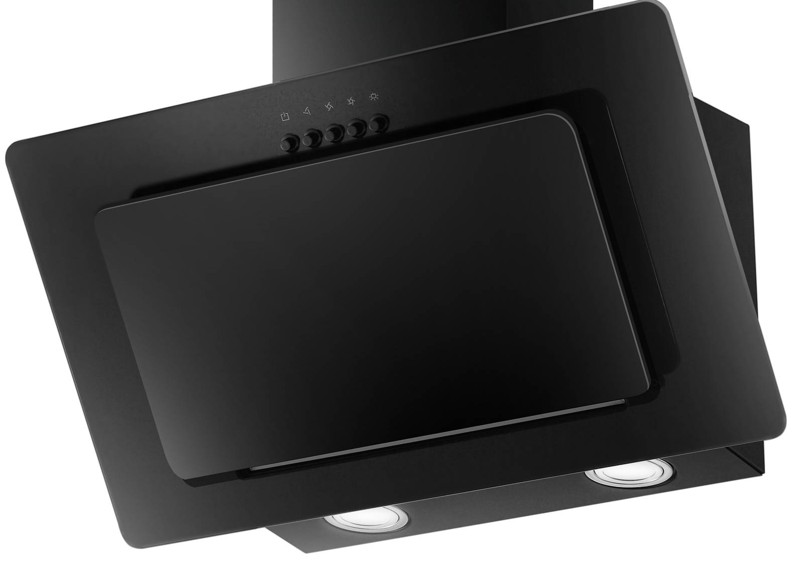 PKM Dunstabzugshaube KH-GSH-60B Glas schwarz Kopffreihaube LED 60cm Schräg