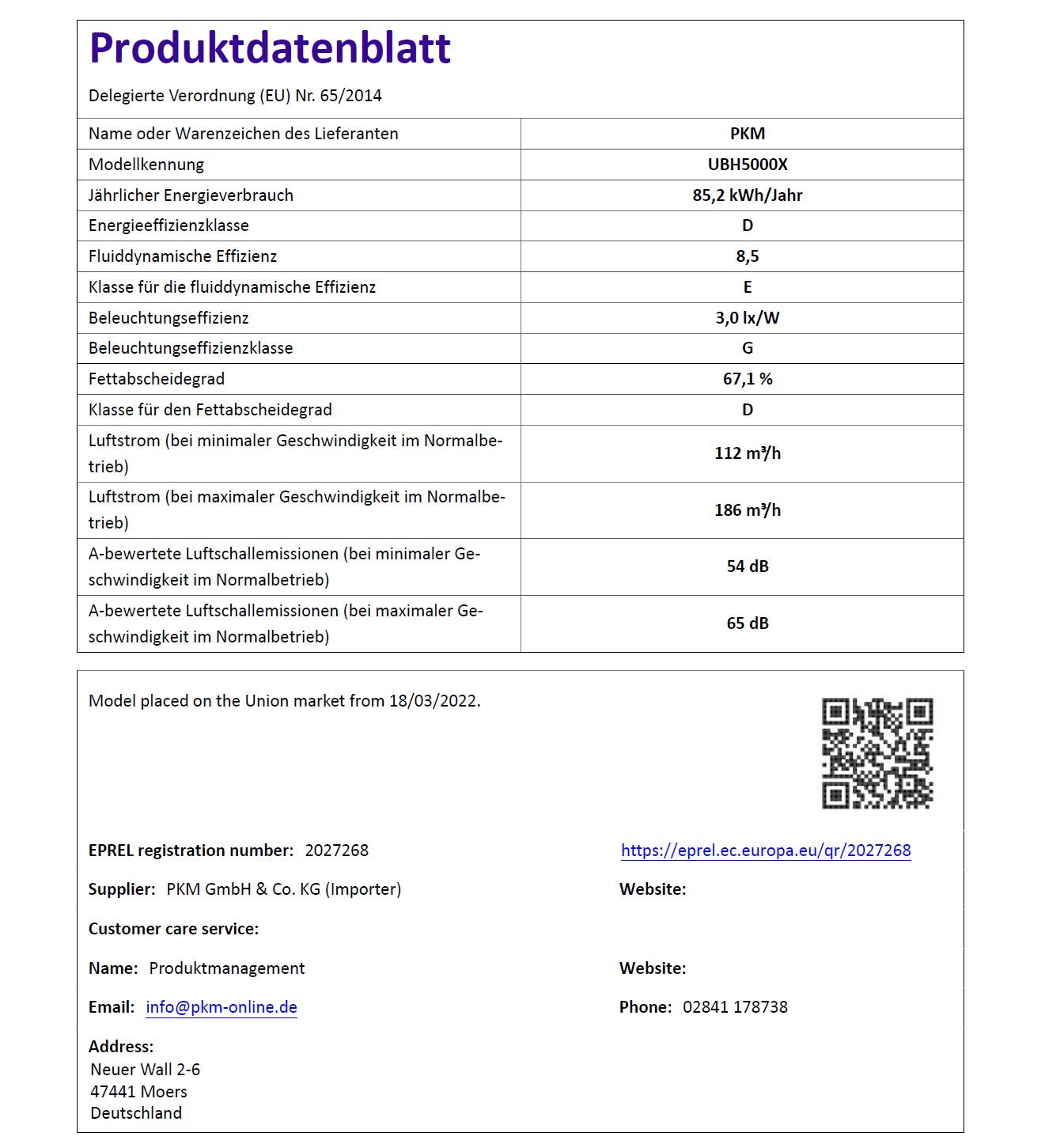PKM Unterbauhaube UBH5000X 60cm silbergrau Umluft Abluft Dunstabzugshaube LED