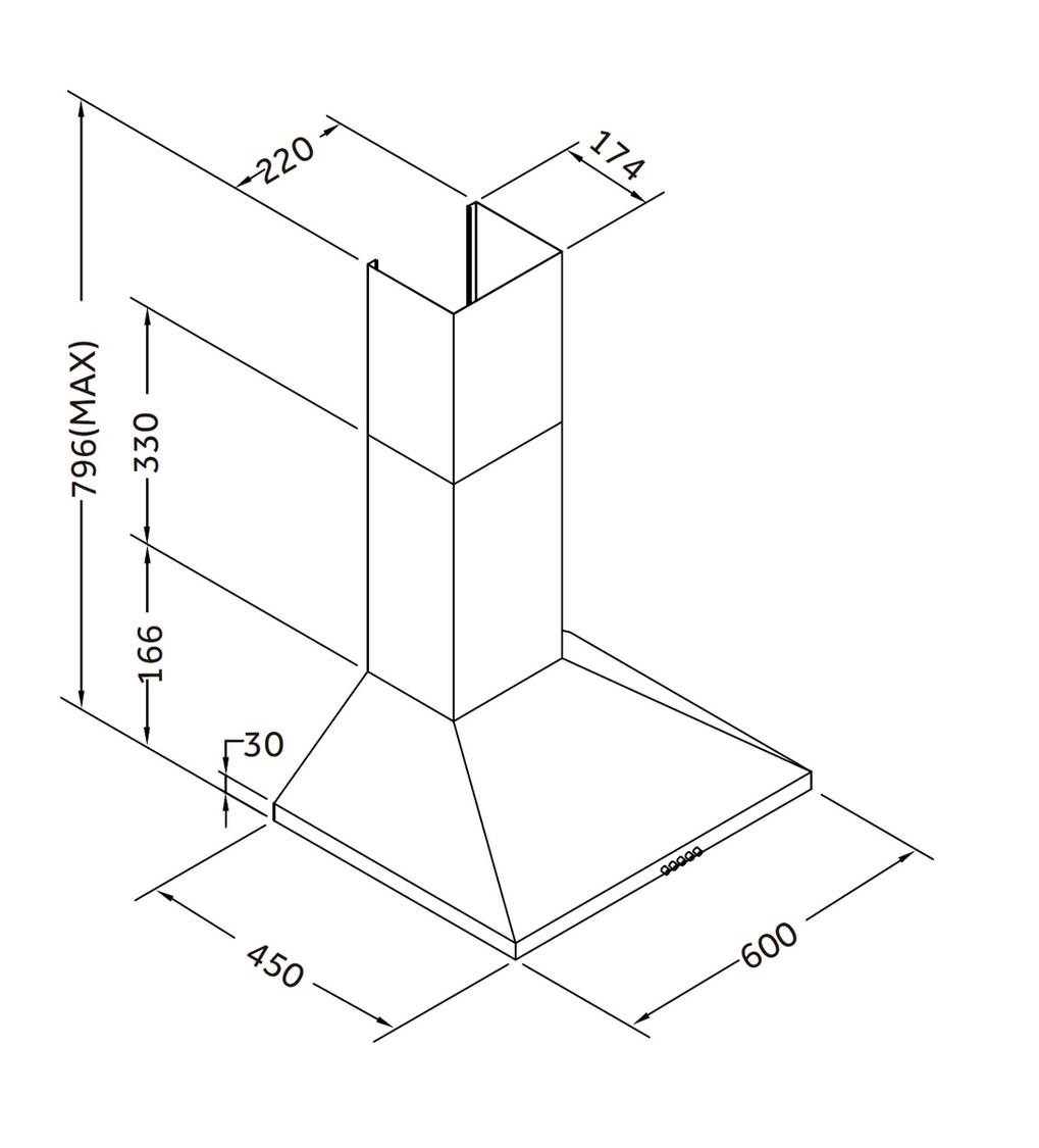 PKM Kaminabzugshaube KH-60KHSX Edelstahl A Dunstabzugshaube 60cm Wandesse