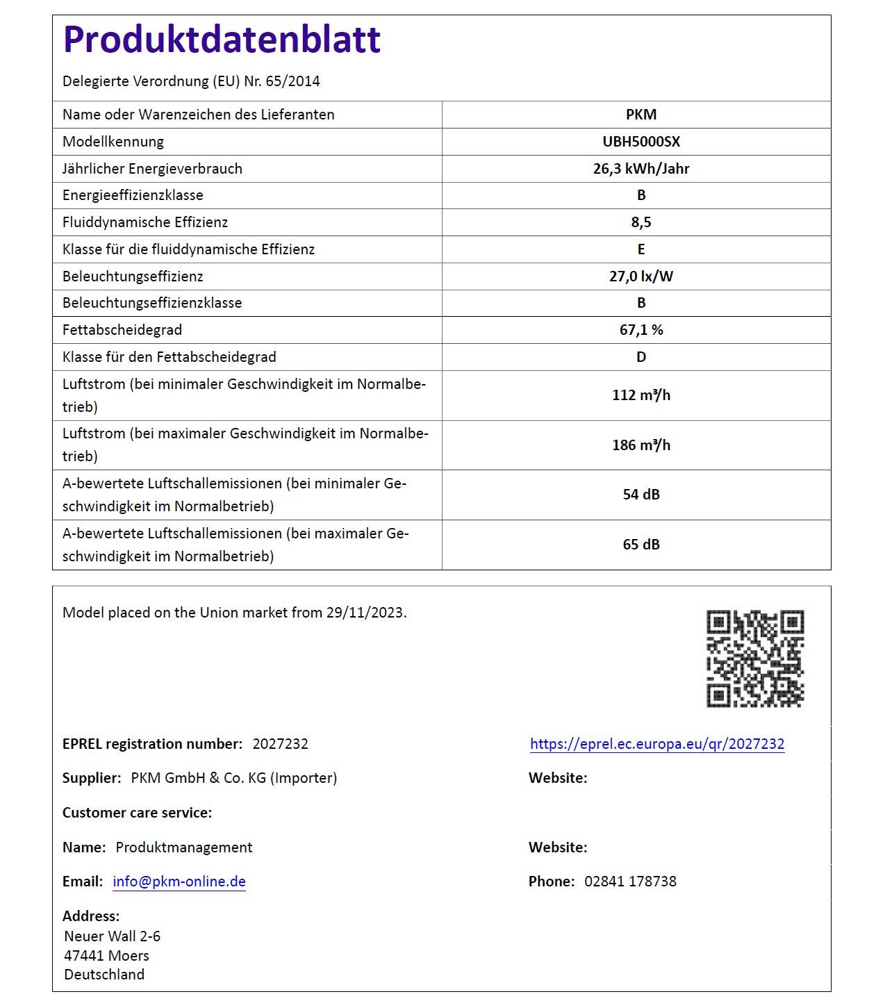 PKM Unterbauhaube UBH5000SX 60cm schwarz Umluft Abluft Dunstabzugshaube mit LED