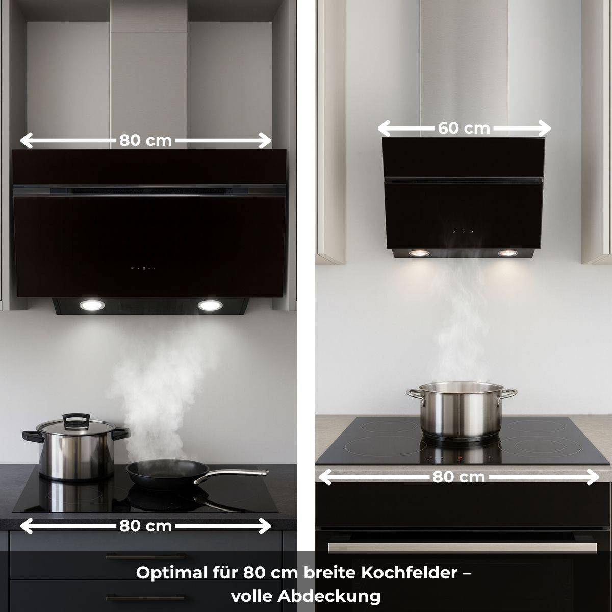 Wolkenstein Kopffreihaube SL S5-80 ABTZ - 80 cm, schwarz, Dunstabzugshaube