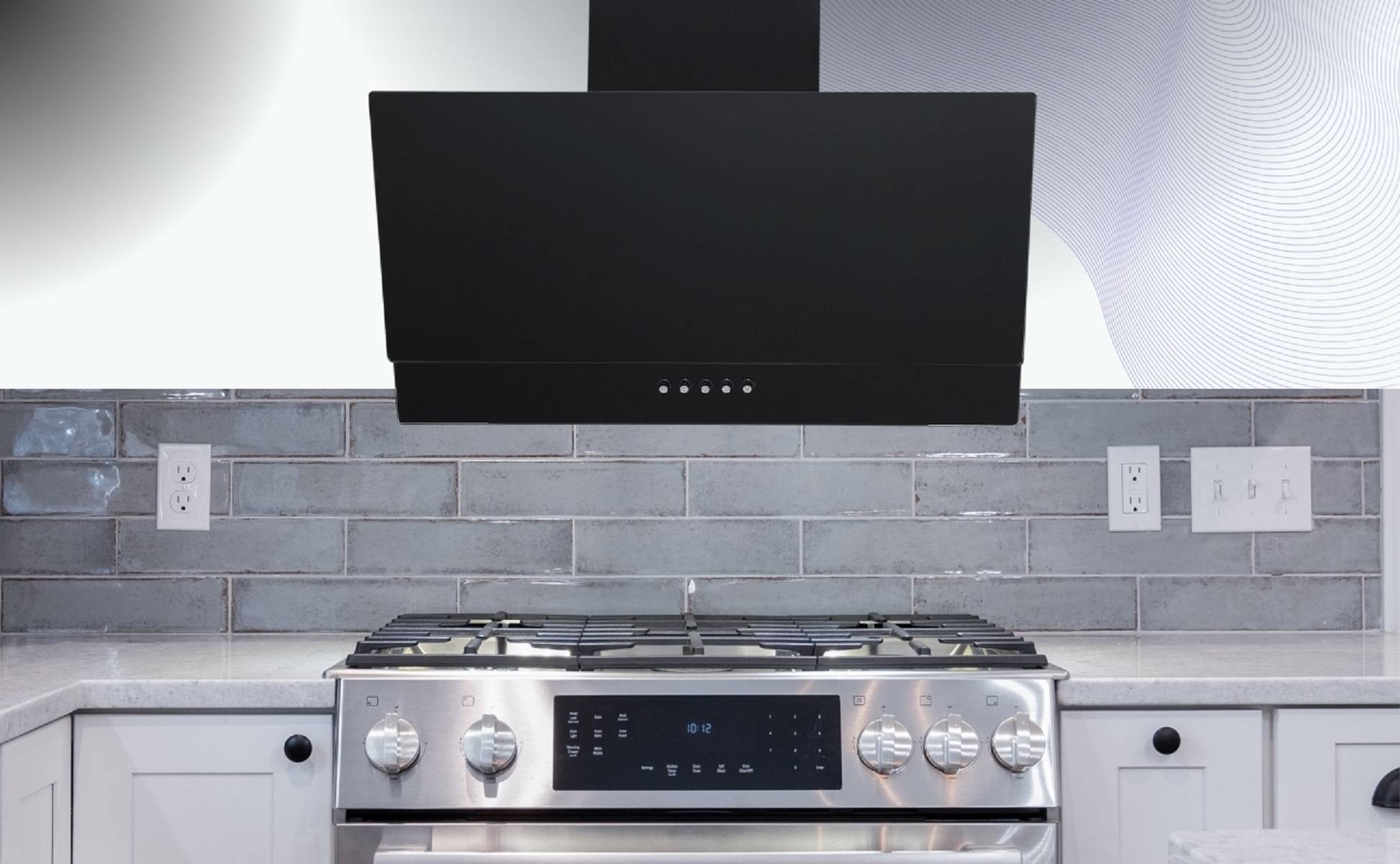 PKM Kopffreihaube KH9039H Glas moderne Dunstabzugshaube schwarz 60cm