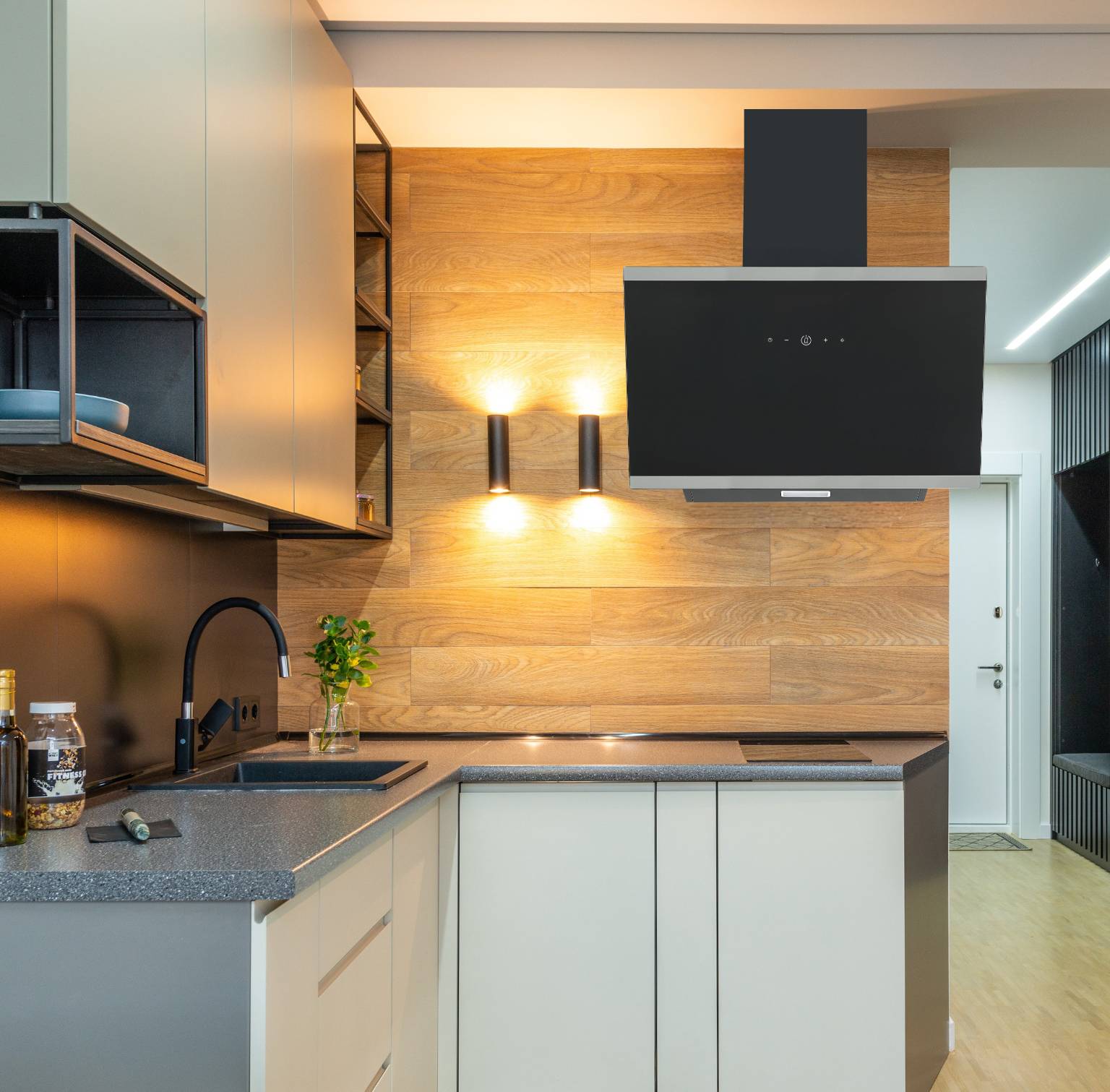 PKM Kopffreihaube KHS20-60H 60cm Glas schwarz A+ Dunstabzugshaube Touch Control