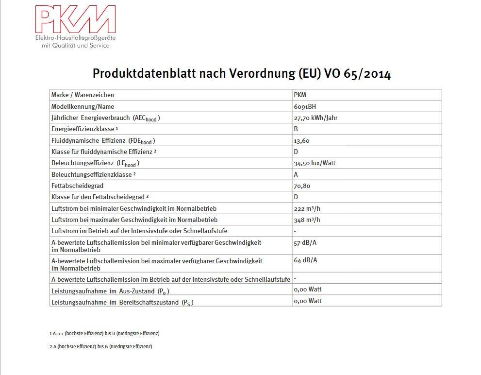 PKM Kaminabzugshaube 6091BH - 60cm, schwarz, LED, Wandesse, Dunstabzugshaube
