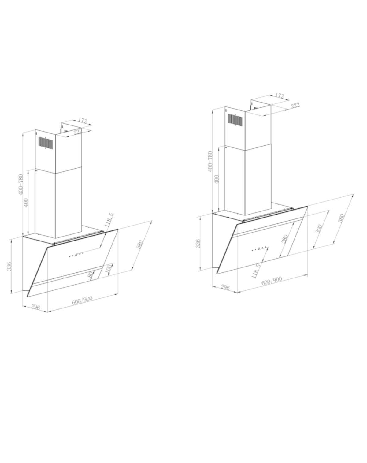 PKM Kopffreihaube S20-60AWTH - 60cm, weiß, Touch-Control, LED, Dunstabzugshaube
