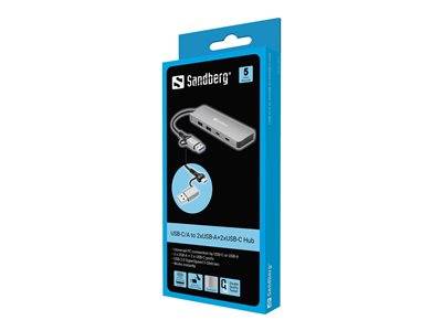 SANDBERG USB-C/A to 2xUSB-A+2xUSB-C Hub Eingabe / Ausgabe Dockingstations und Hubs