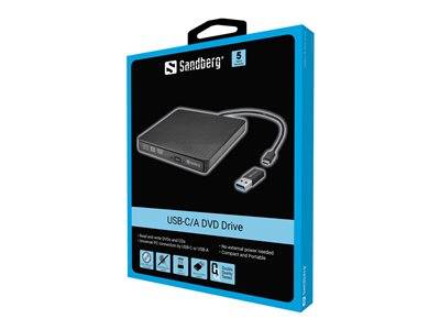 SANDBERG USB-C/A DVD Drive Komponenten Optische Laufwerke Blu-Ray-, CD/DVD- und Diskettenlaufwerke