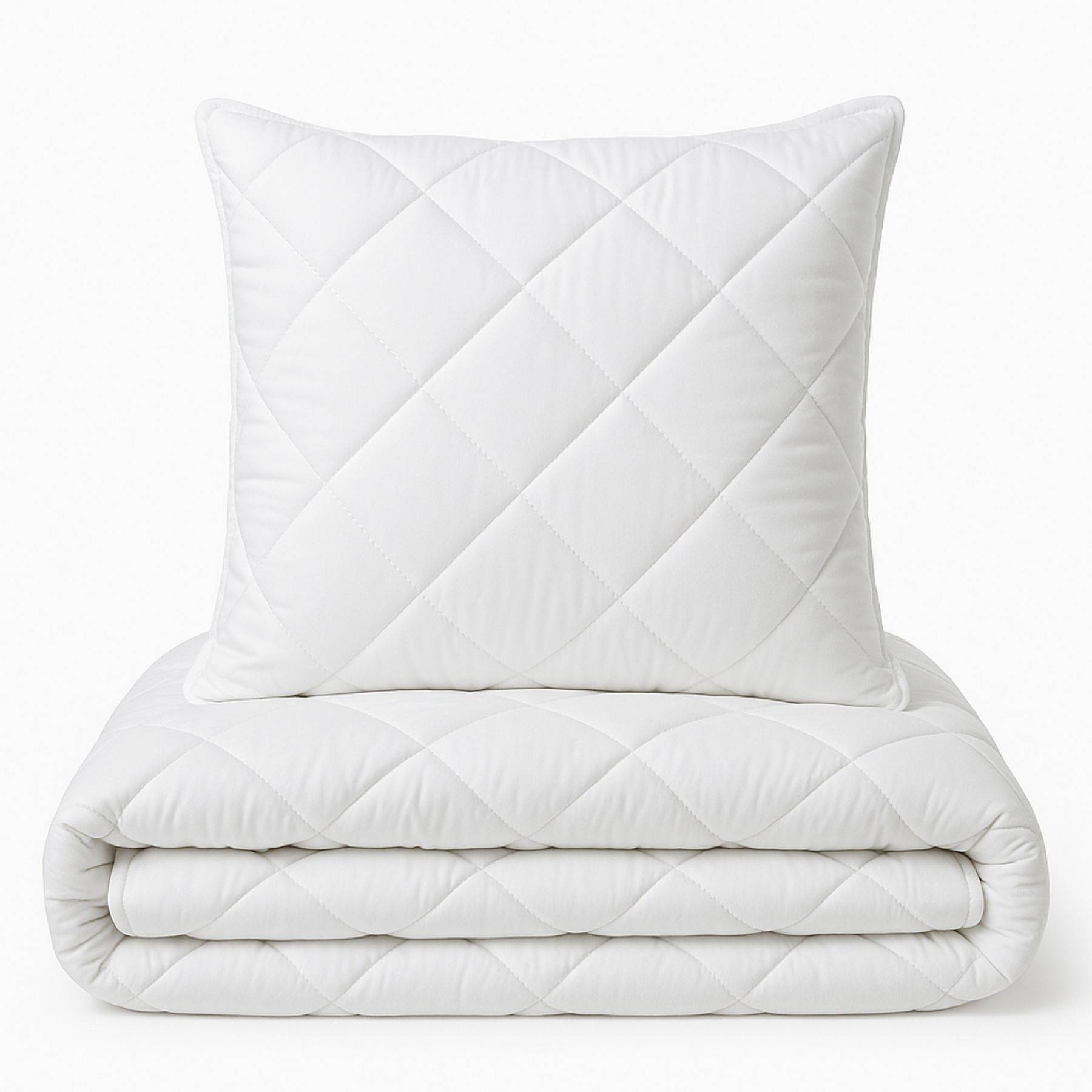 Microfaser Bettenset Decke 135x200cm + 80x80cm Kissen 1000g & 800g Waschbar mit Rhombussteppung Ganzjahresdecke