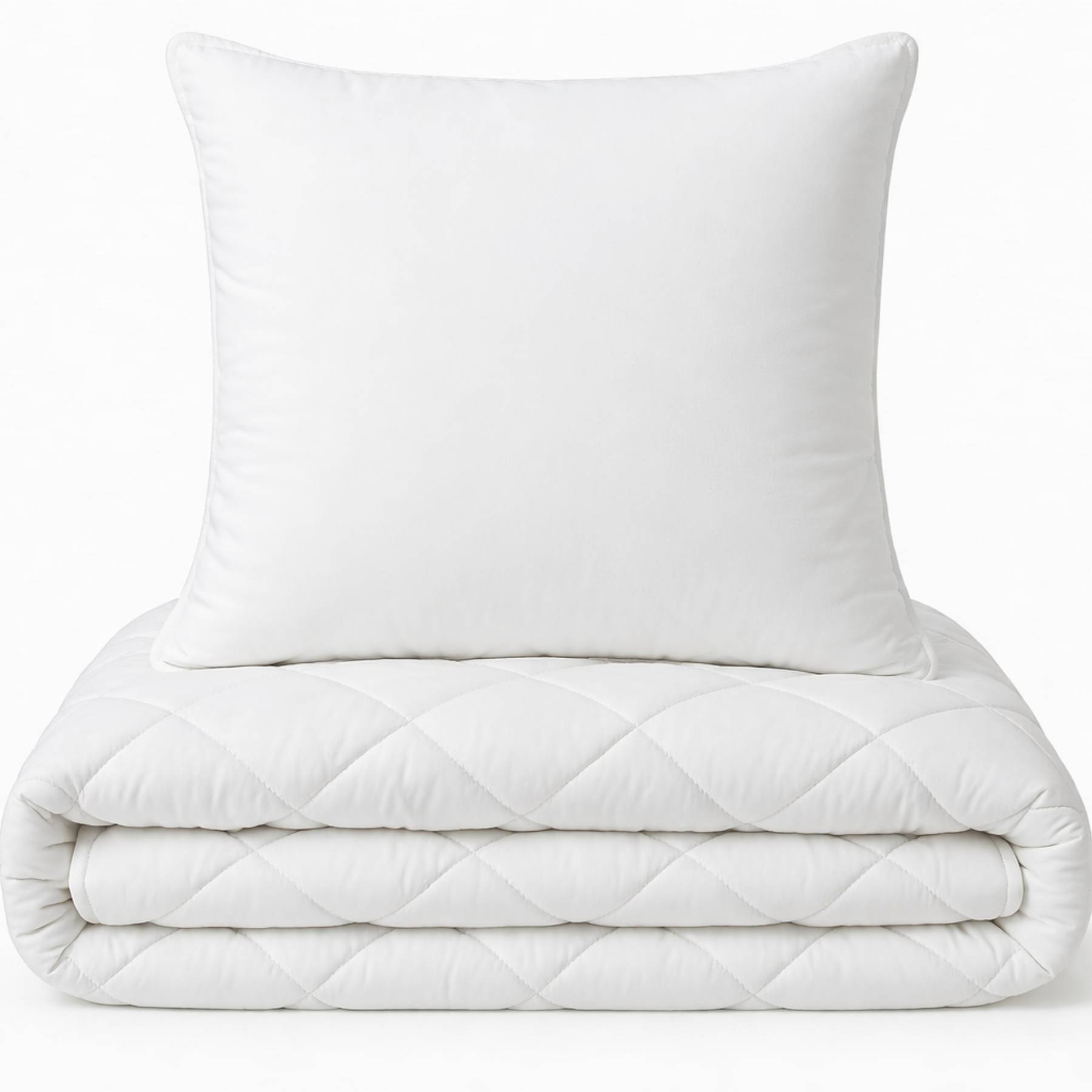 Microfaser Bettenset Decke 135x200cm + 80x80cm Kissen 1000g & 800g Waschbar mit Rhombussteppung Ganzjahresdecke