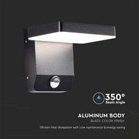 V-TAC LED-Fluter VT-11020S, EEK: E, 17 W, 2580 lm, 4000 K, Bewegungssensor, schwarz V-TAC LED-Fluter VT-11020S, EEK: E, 17 W, 2580 lm, 4000 K, Bewegungssensor, schwarz