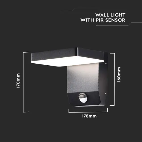 V-TAC LED-Fluter VT-11020S, EEK: E, 17 W, 2580 lm, 4000 K, Bewegungssensor, schwarz V-TAC LED-Fluter VT-11020S, EEK: E, 17 W, 2580 lm, 4000 K, Bewegungssensor, schwarz