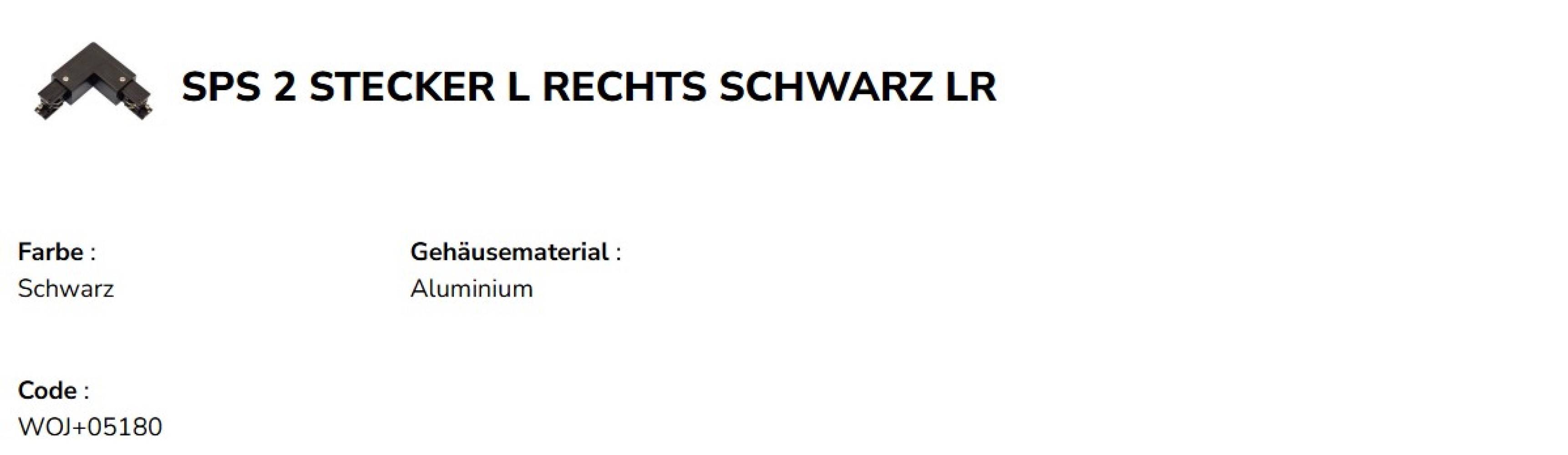 Spectrum LED SPS-2 Leitungsverbinder für 3-Phasen Stromschiene IP20 Schwarz L rechts
