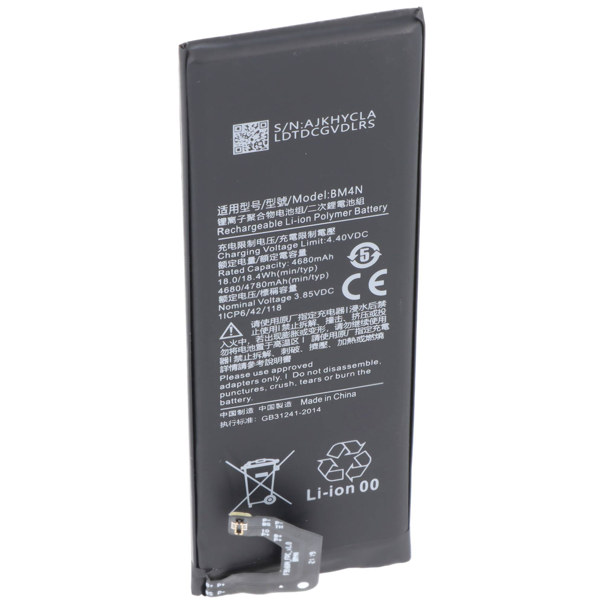 Akku passend für Xiaomi Mi 10, Li-Polymer, 3,85V, 4780mAh, 18,4Wh, ohne Werkzeug