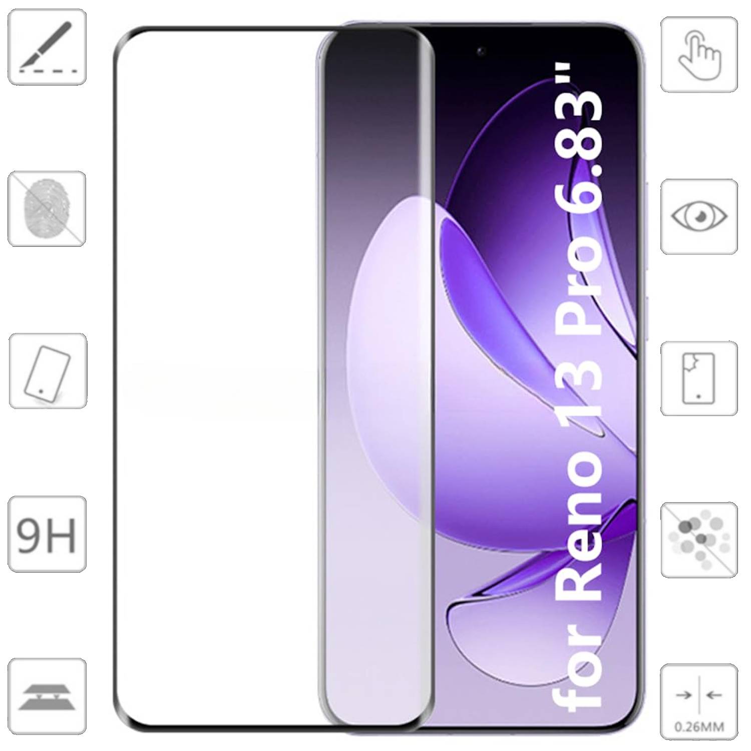 Für Oppo Reno 13 Pro 5G 1x 4D Display Full LCD Curved Hart Glas Folie Schutz Zubehör
