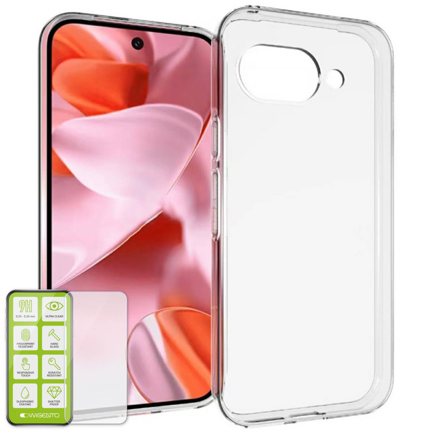 Für Google Pixel 9a Silikon TPU Schutz Handy Hülle Dünn Transparent + H9 Hart Glas