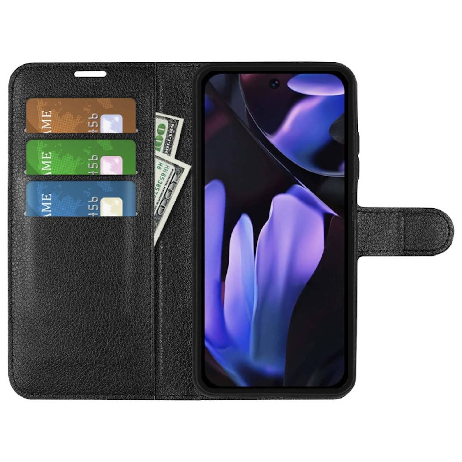 Für Google Pixel 9a Smart Handy Tasche Schwarz Etuis Kunst-Leder Hülle Cover Case Book