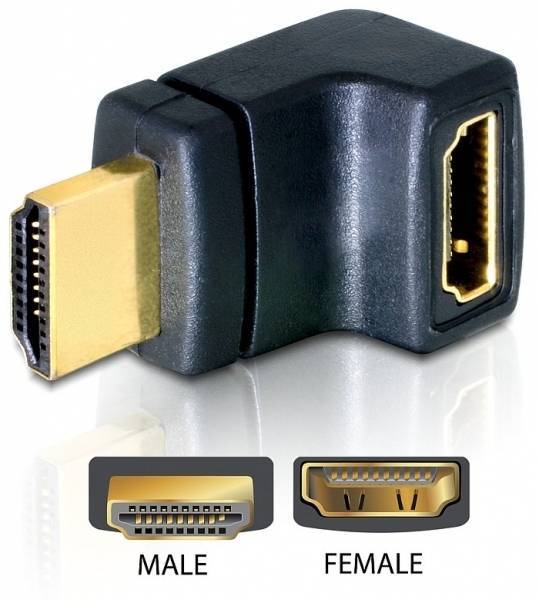 DELOCK HDMI Adapter A -> A Bu/St 90° oben Multimedia-Technik HDMI-Adapter
