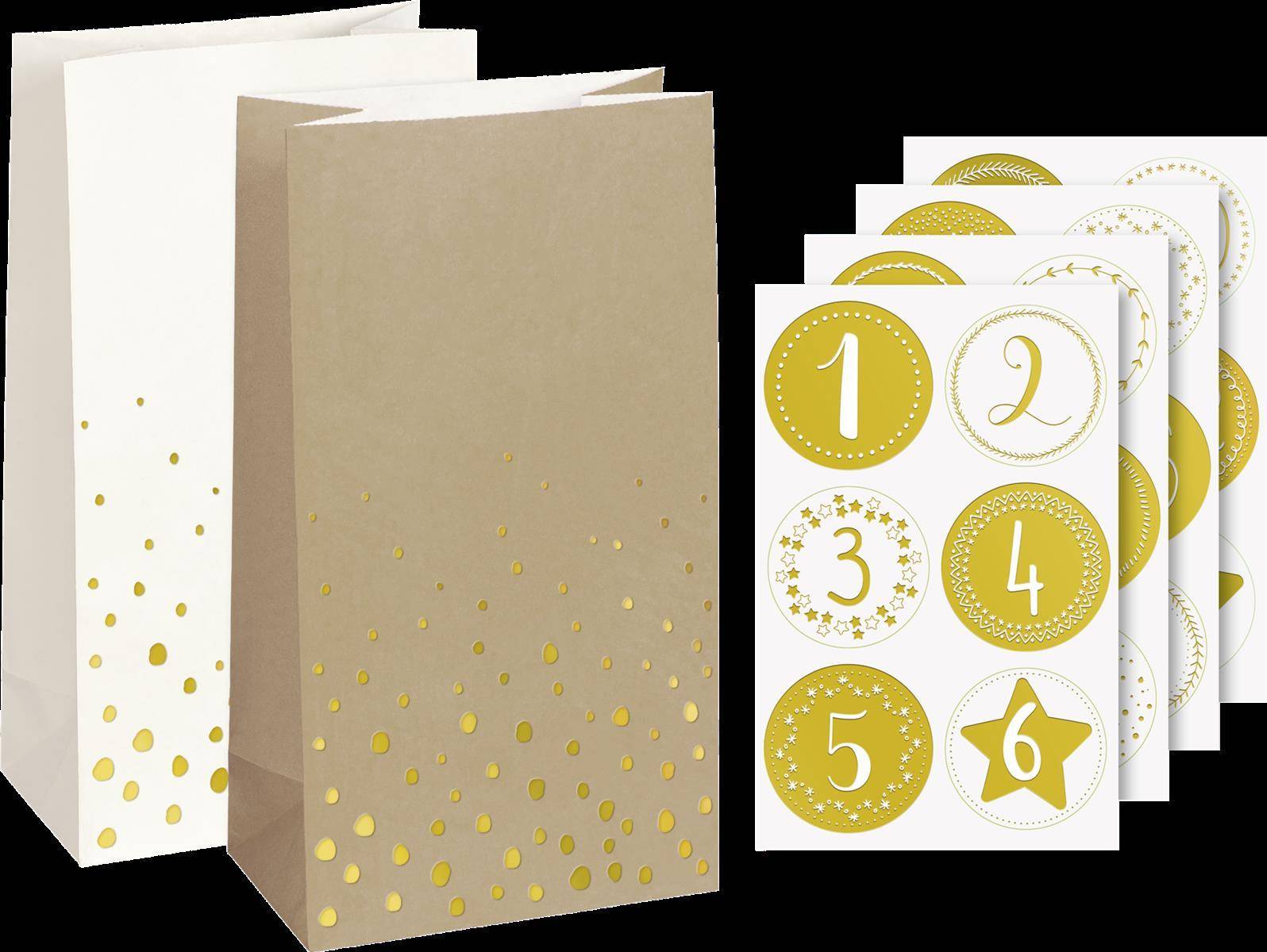 5X Heyda 203089333 Adventskalender-Set „Flocken“, B/H/T: 130 mm × 240 mm × 75 mm