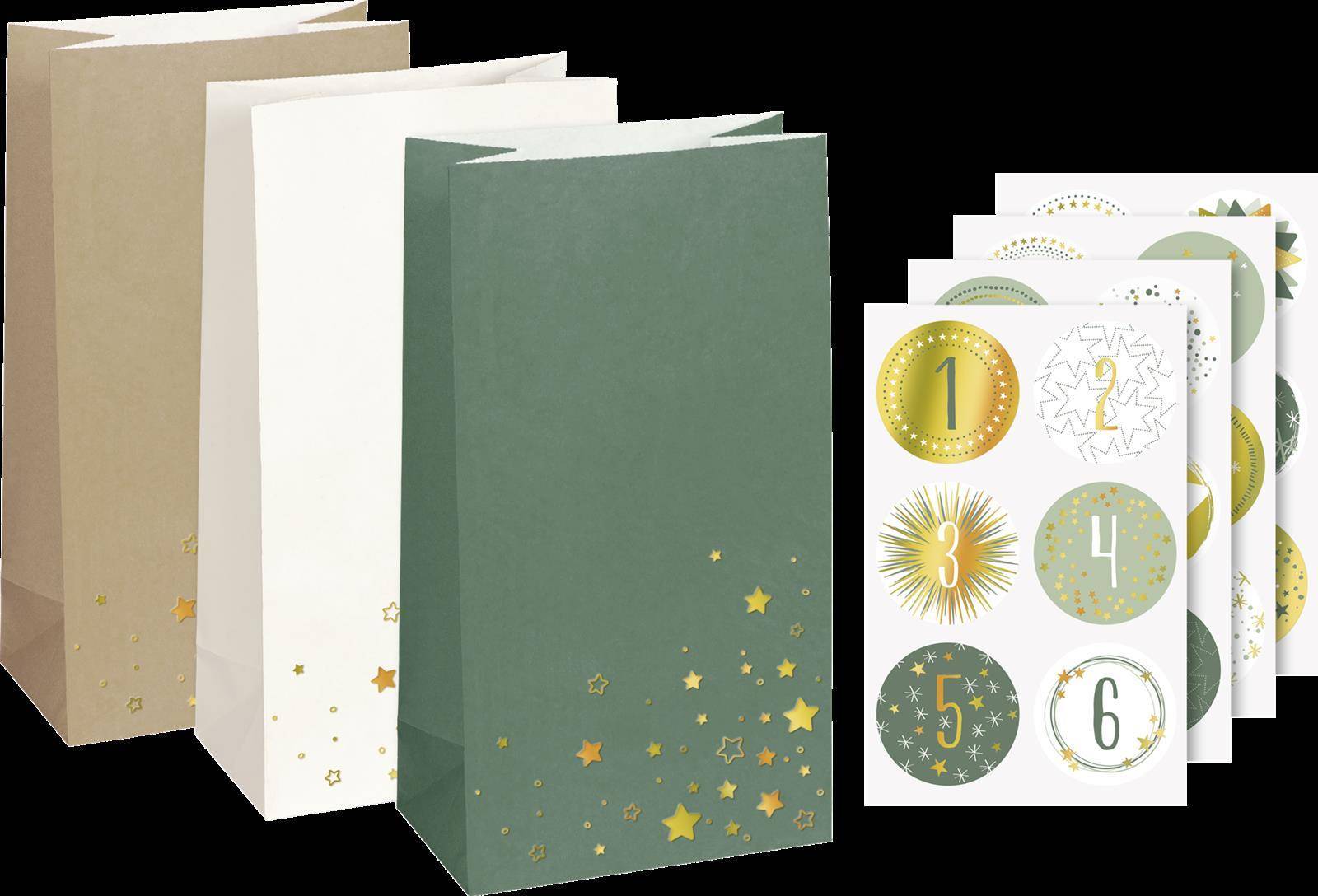 5XHeyda 203089302 Adventskalender-Set „Sterne“, B/H/T: 130 mm × 240 mm × 75 mm