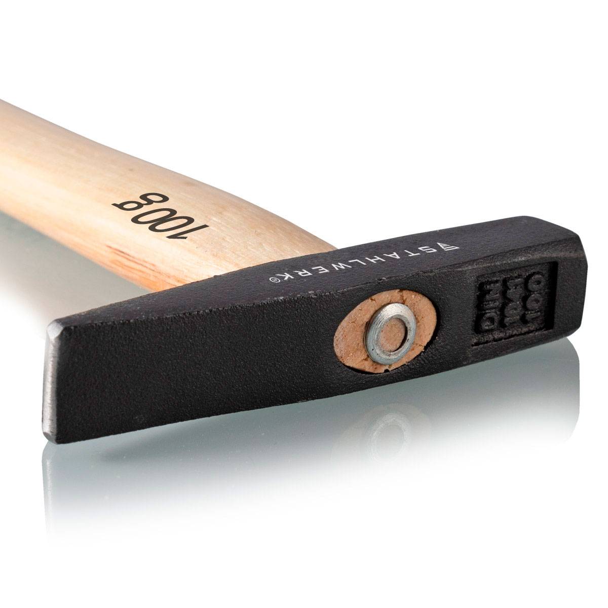 STAHLWERK 3 x Hammer Schlosserhammer 100g robuster Stahlkopf, Griff aus Hickory