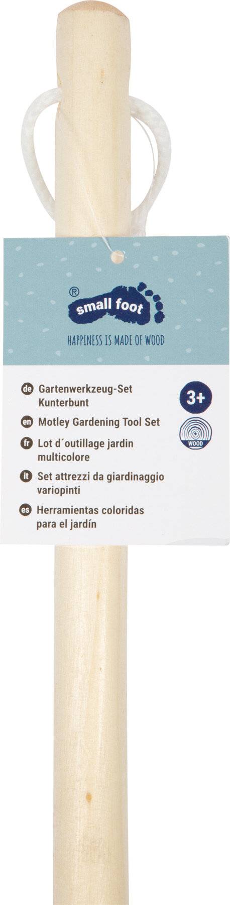 small foot Gartenwerkzeug-Set Kunterbunt aus Holz und Metall, Rechen, Schaufel, Spaten und Harke, ab 3 Jahren, 10838