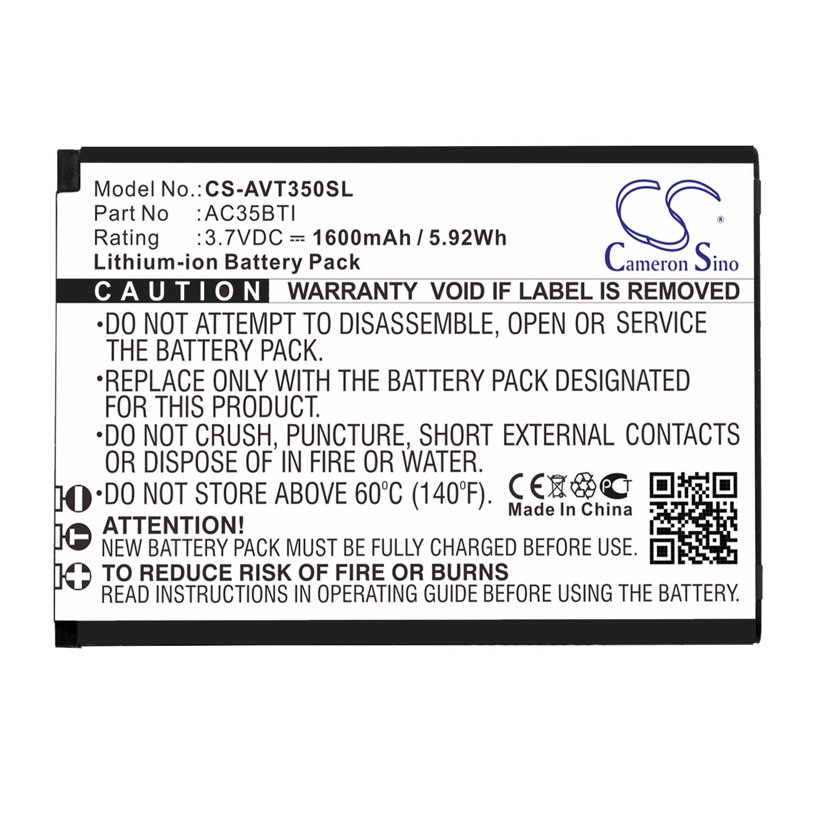 Ersatzakku - CS-AVT350SL - Archos 64 Xenon - 3,8 Volt 3400mAh Li-Ion
