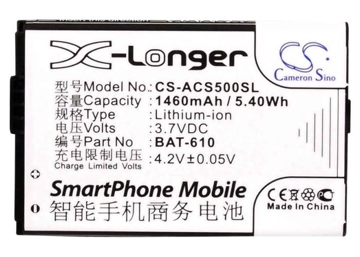 Ersatzakku - CS-SCS500SL - Acer CloudMobile S500 - 3,8 Volt 3400mAh Li-Ion