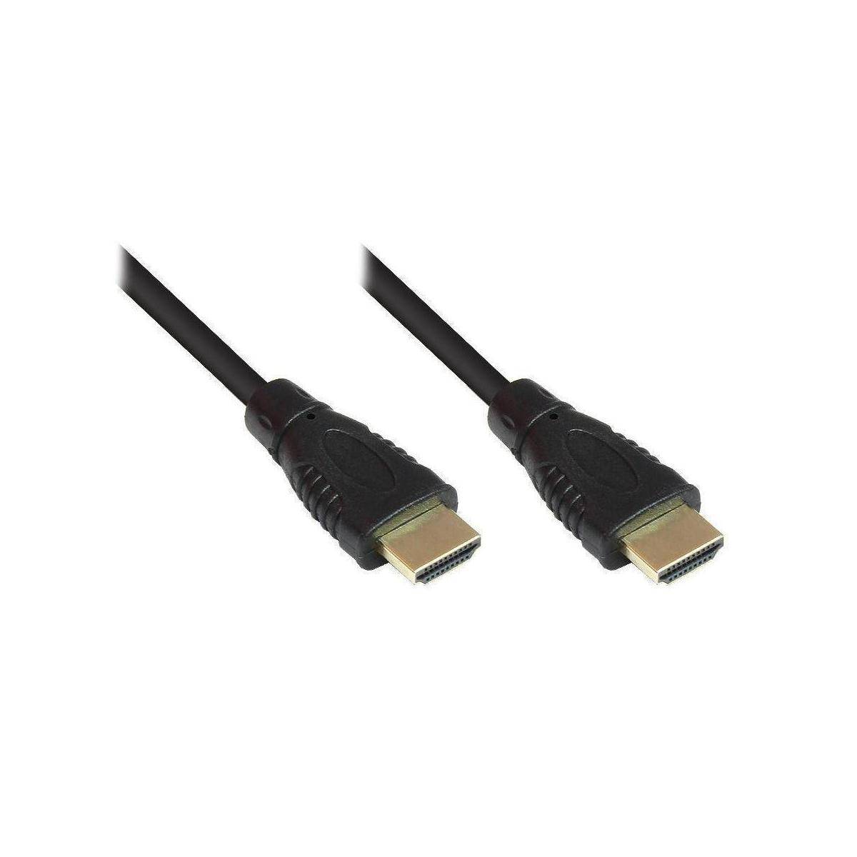 Zwei HDMI-Kabel mit schwarzen Steckern und Kabel auf einem schlichten weißen Hintergrund, ideal zum Verbinden von Mediengeräten mit Bildschirmen.