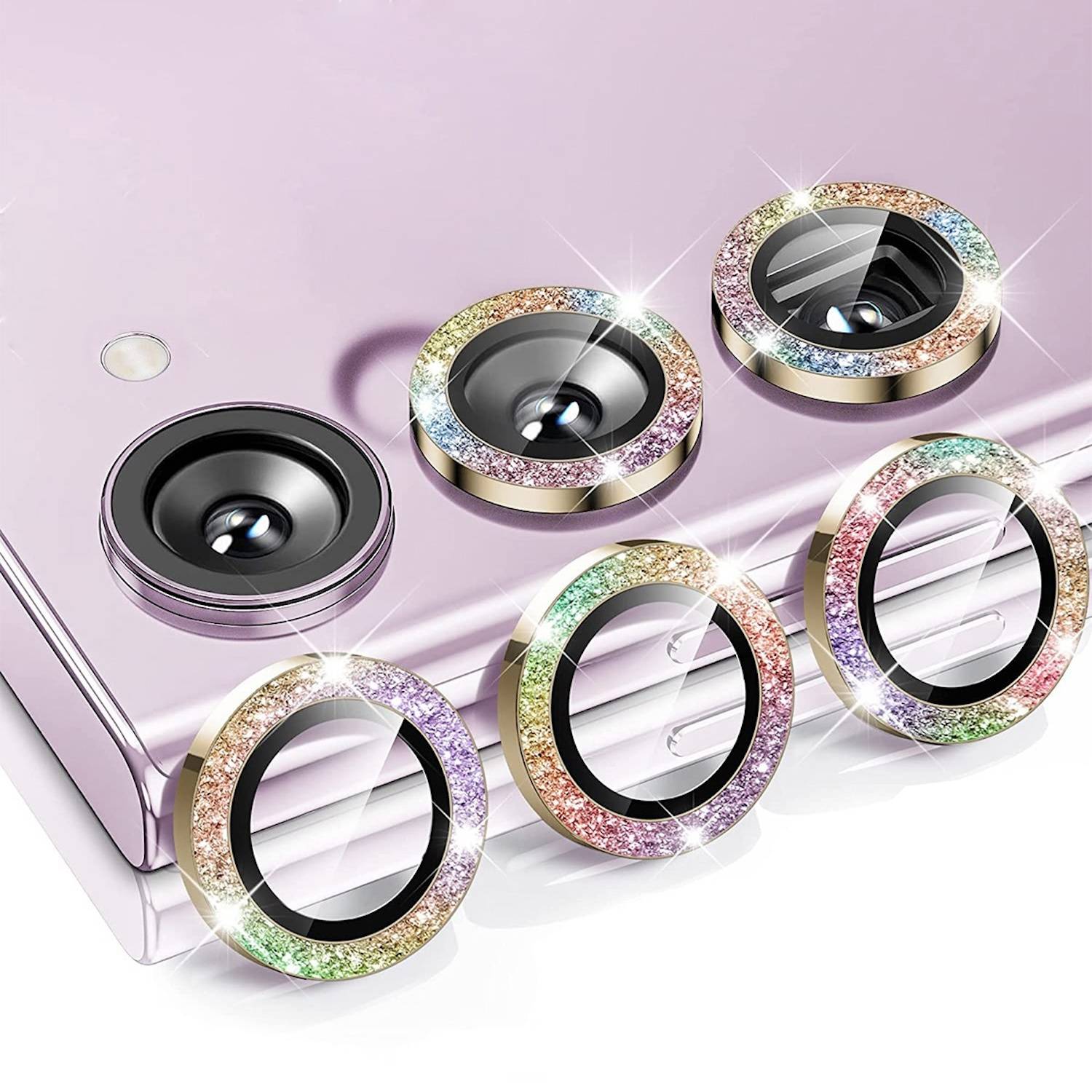 Für Samsung Galaxy S25 Plus Aluminium Glitzer Ring Kamera + H9 Tempered Hart Glas Bunt