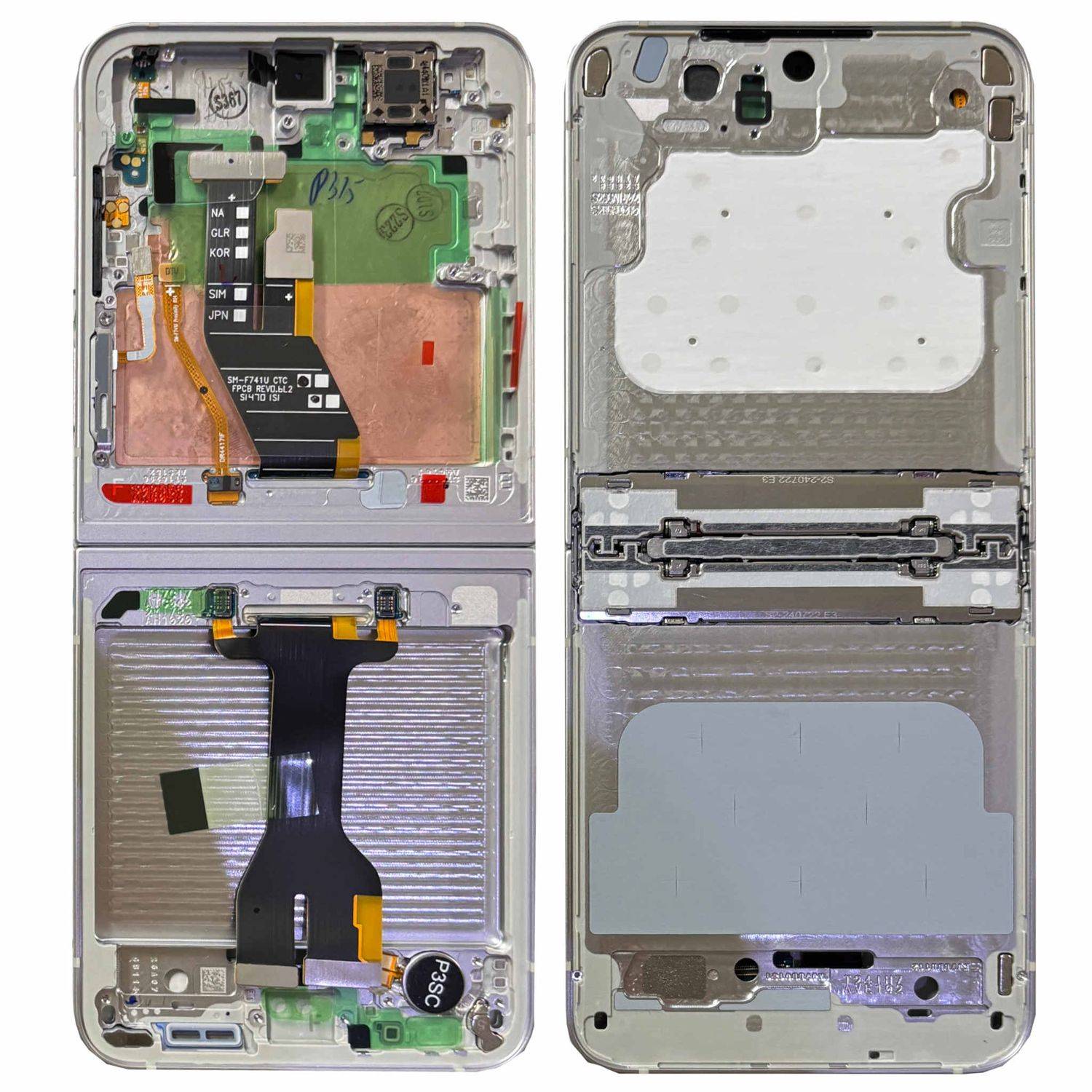 Samsung Display LCD Mittelrahmen für Galaxy Z Flip6 GH82-35016F Ersatzteil Weiß