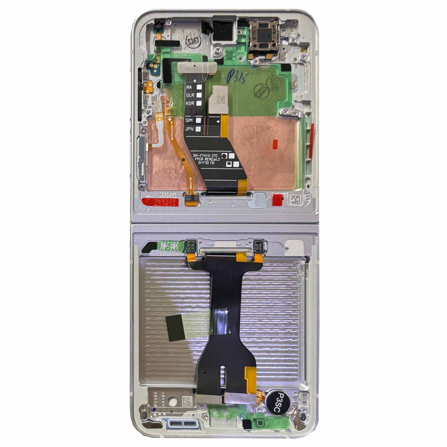 Samsung Display LCD Mittelrahmen für Galaxy Z Flip6 GH82-35016F Ersatzteil Weiß