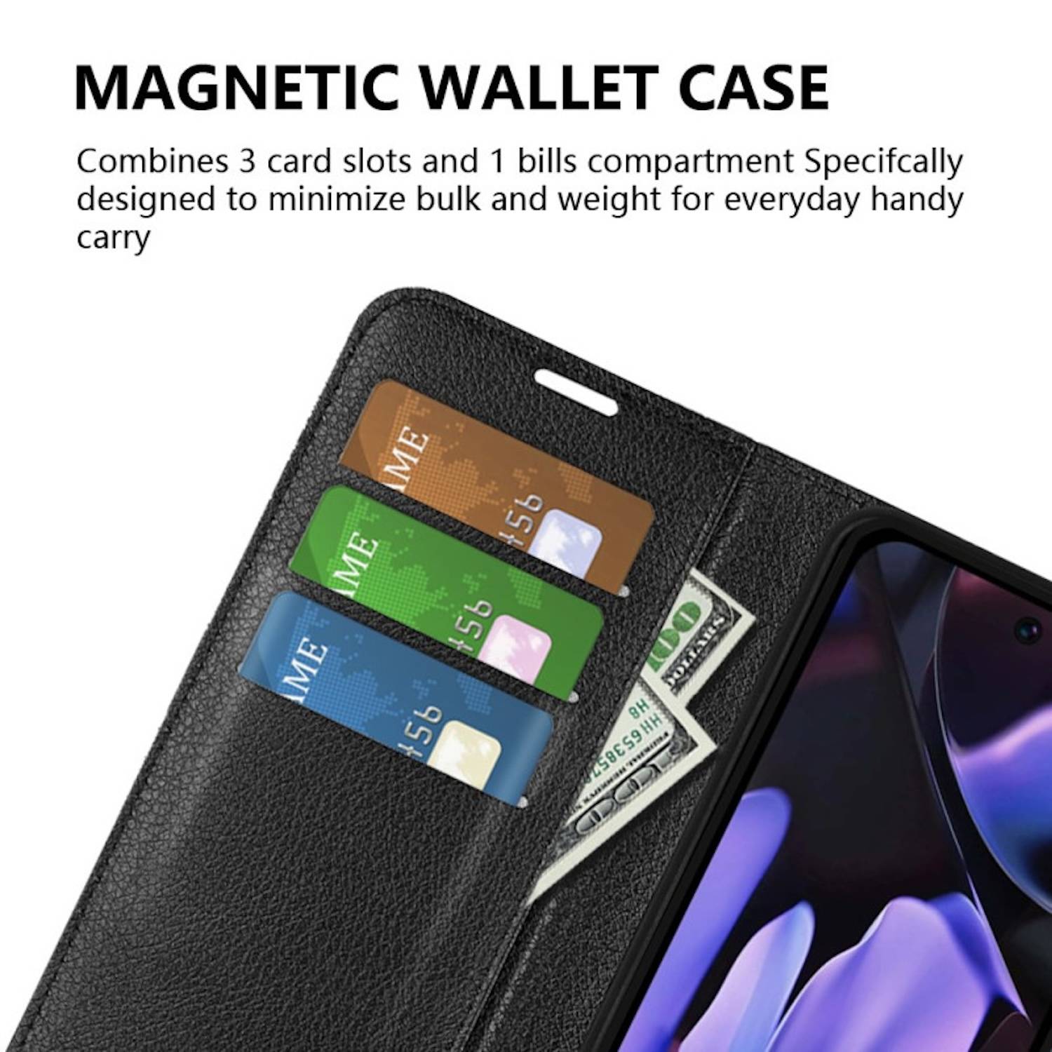 Für Google Pixel 9a Kunstleder Book Wallet Case Tasche Schwarz + H9 Hart Glas