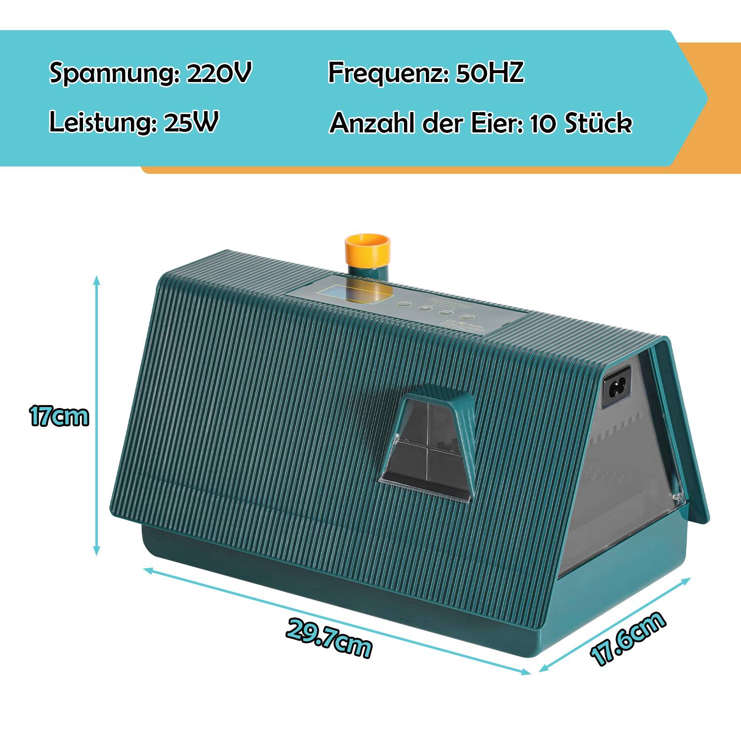 Brutmaschine Brutautomaten Inkubator Hühner mit Automatischem, Digitaler Brutmaschine Inkubator Auto-Flip,Brutthermometer, 10 Eier Brutautomat
