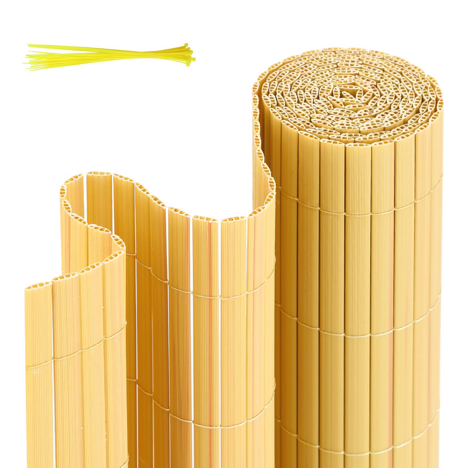 Sichtschutzmatte PVC Sichtschutzzaun Windschutz fur Garten Balkon und Terrasse, Bambus 1,4 x 5m