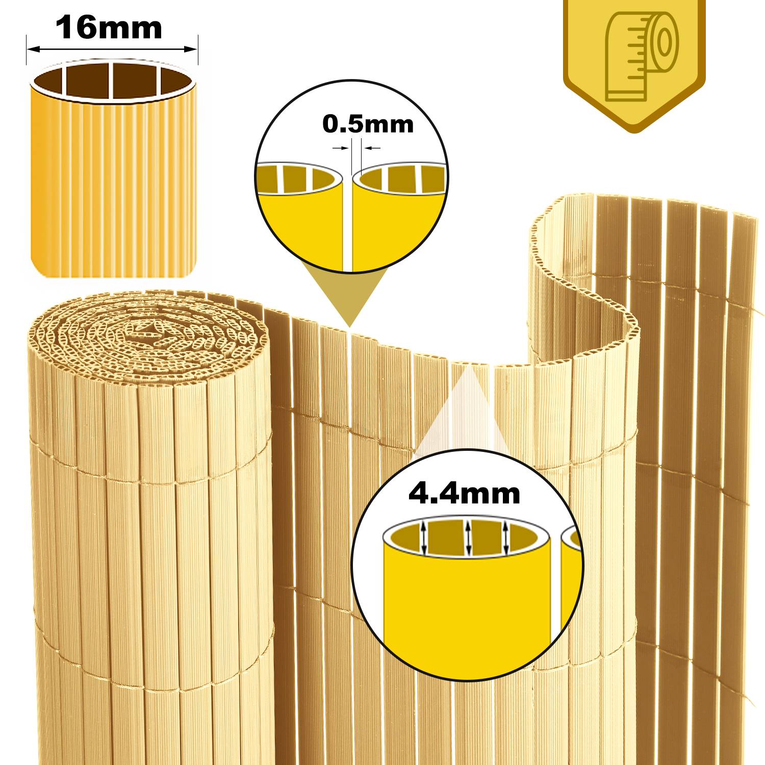 Sichtschutzmatte PVC Sichtschutzzaun Windschutz fur Garten Balkon und Terrasse, Bambus 1,4 x 4m