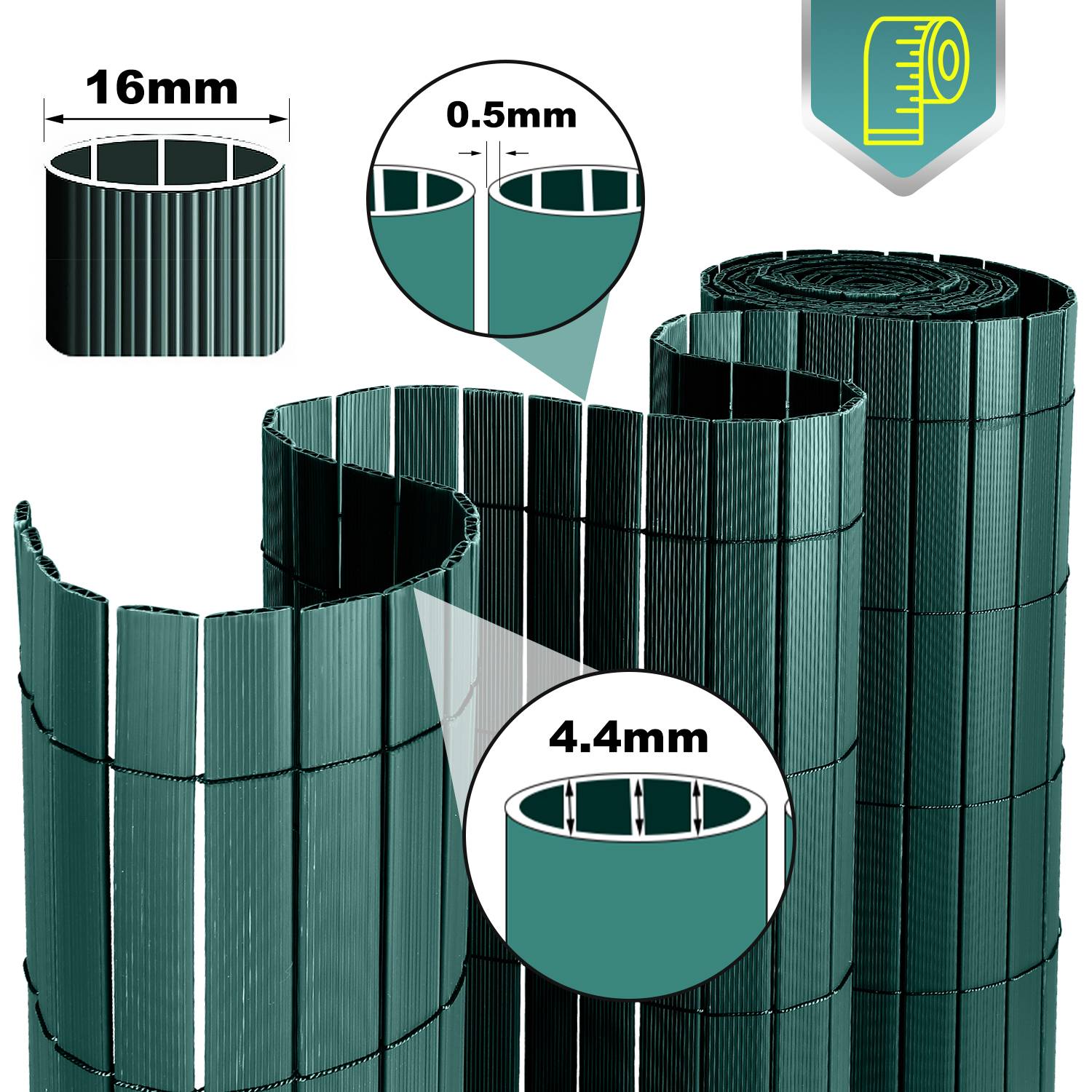 Sichtschutzmatte PVC Sichtschutzzaun Windschutz fur Garten Balkon und Terrasse, Grün 1,8 x 4m